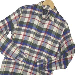 J Crew Men's Flannel Shirt Medium Long Sleeve Button-Up Double Brushed Plaid